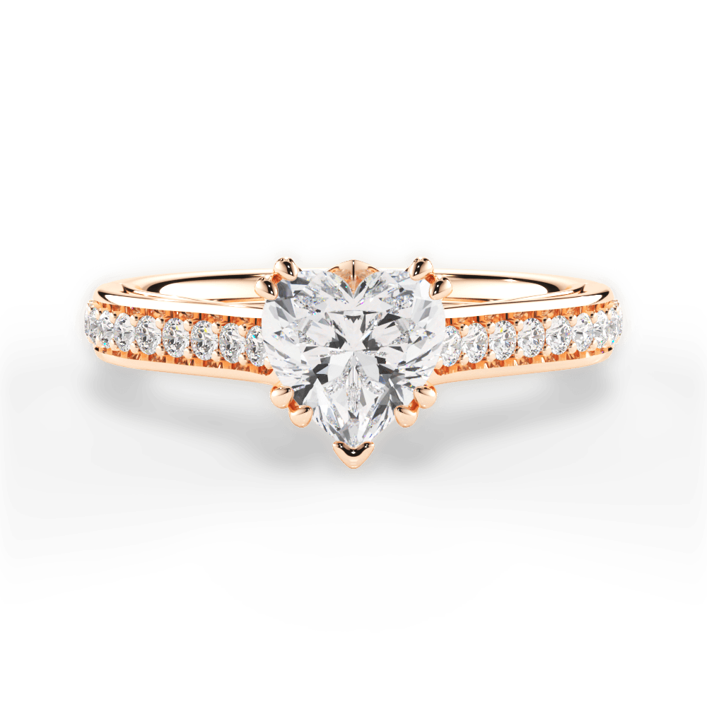 Deborah Heart Cut Lab Grown Diamond 18Kt Rose Gold Engagement Ring