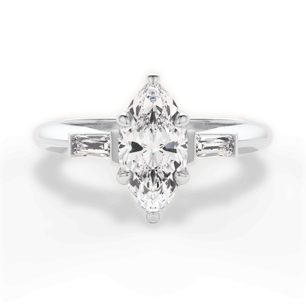Emily Marquise Cut Lab Grown Diamond Platinum Engagement Ring