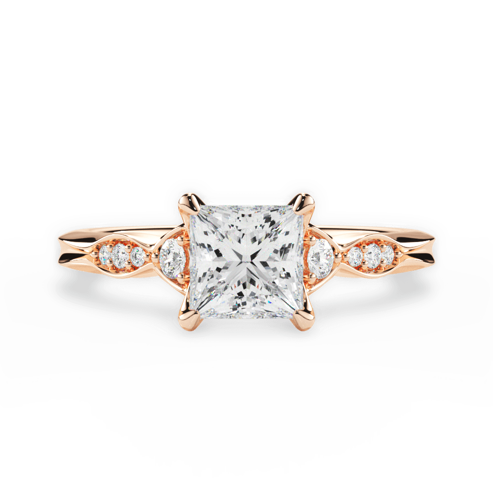Cassie Princess Cut Lab Grown Diamond 18Kt Rose Gold Engagement Ring