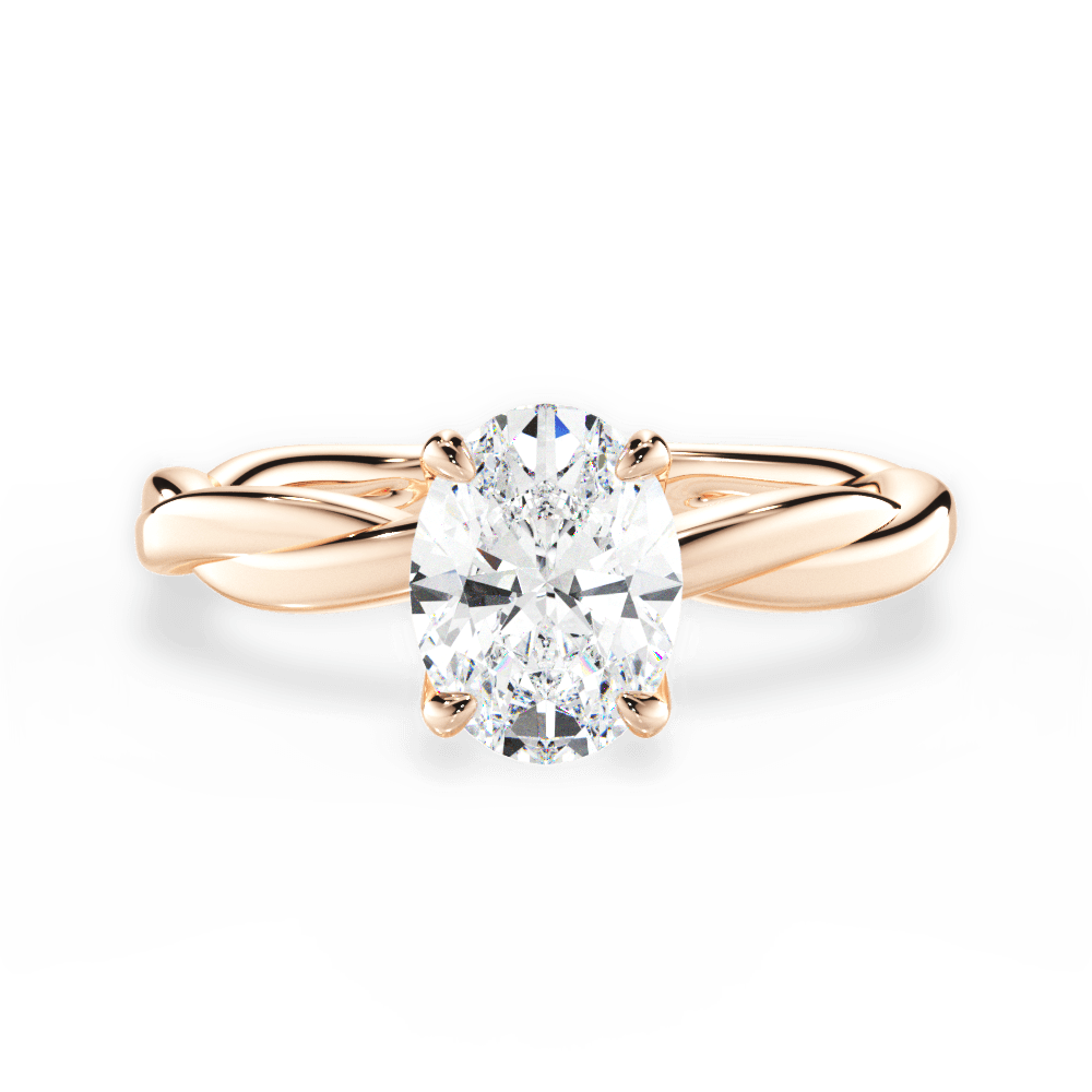 Bianca Oval Cut Lab Grown Diamond 18Kt Rose Gold Engagement Ring