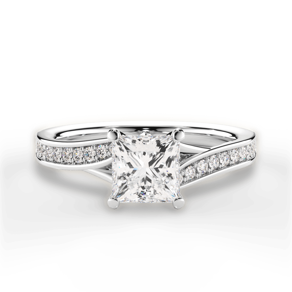 Elise Princess Cut Lab Grown Diamond 14Kt White Gold Engagement Ring