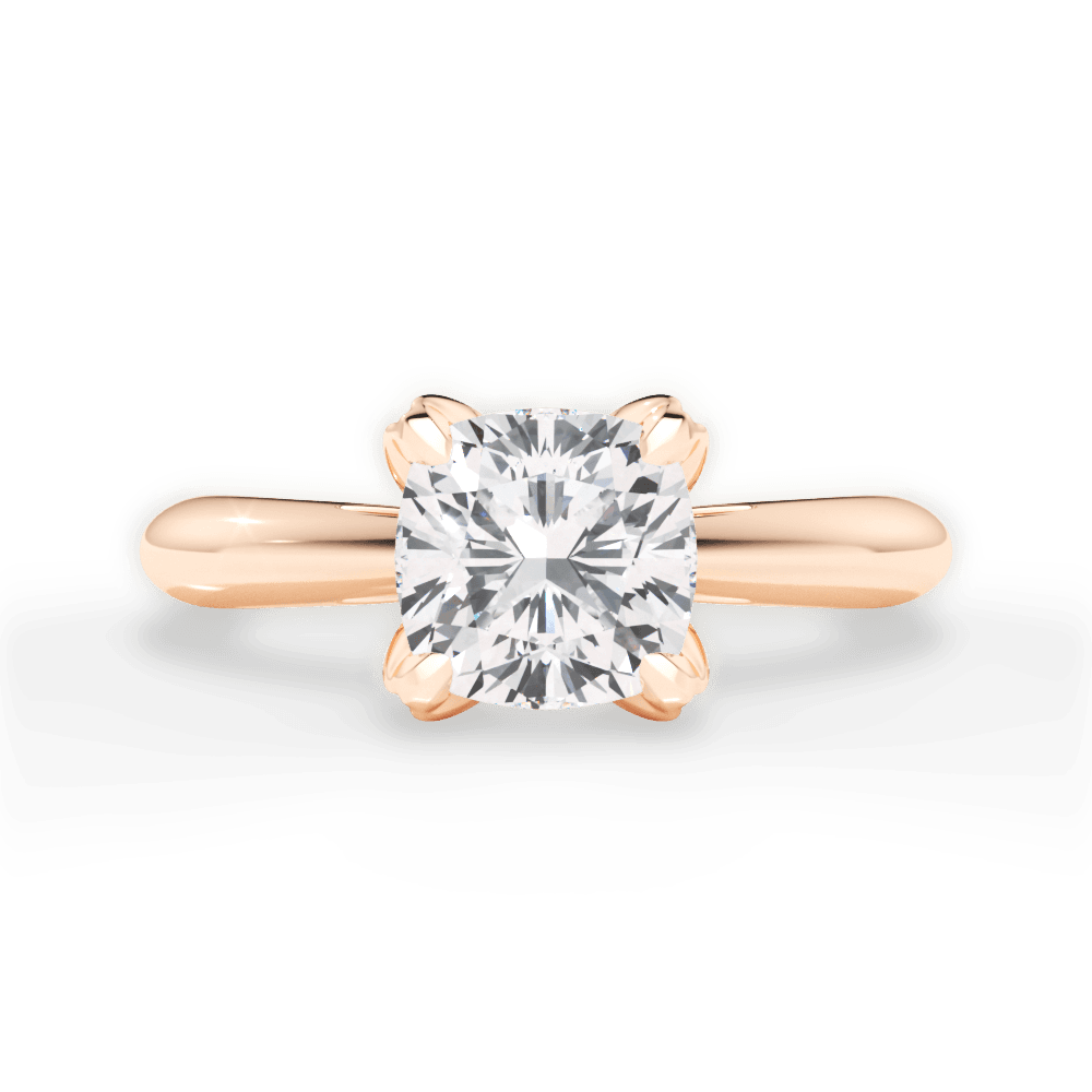Elaine Cushion Cut Lab Grown Diamond 18Kt Rose Gold Engagement Ring