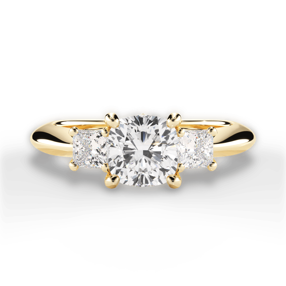 Dorothy Cushion Cut Lab Grown Diamond 18Kt Yellow Gold Engagement Ring