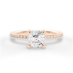 Janice Asscher Cut Lab Grown Diamond 18Kt Rose Gold Engagement Ring