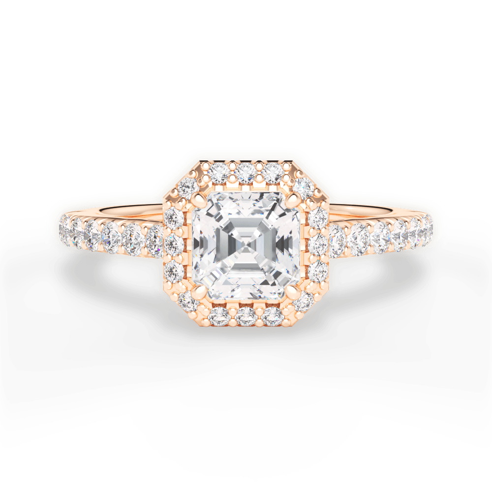 Kathleen Asscher Cut Lab Grown Diamond 18Kt Rose Gold Engagement Ring