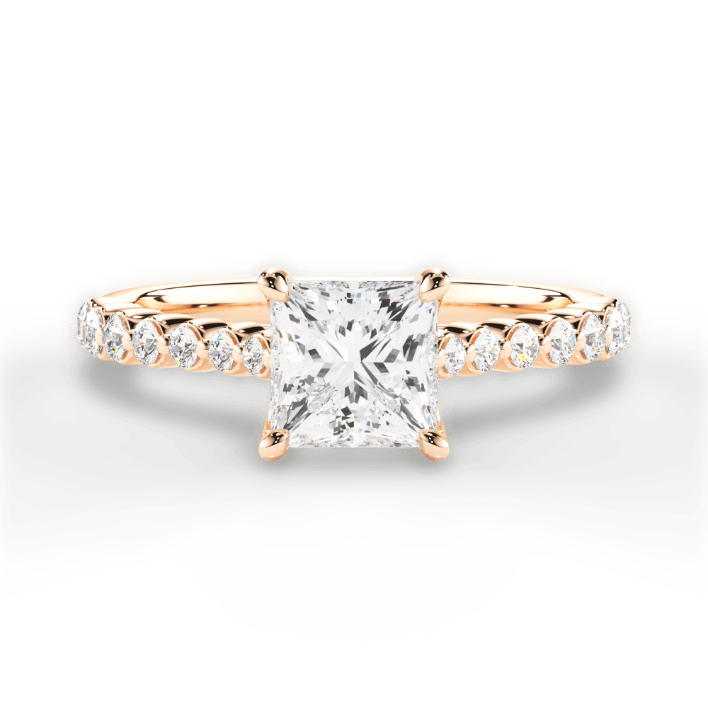 Dana Princess Cut Lab Grown Diamond 18Kt Rose Gold Engagement Ring