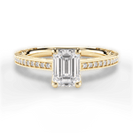 Donna Emerald Cut Lab Grown Diamond 18Kt Yellow Gold Engagement Ring