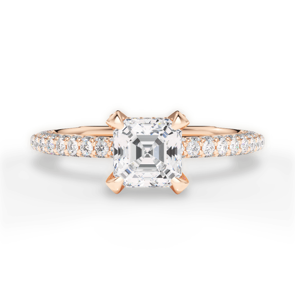 Madeline Asscher Cut Lab Grown Diamond 18Kt Rose Gold Engagement Ring