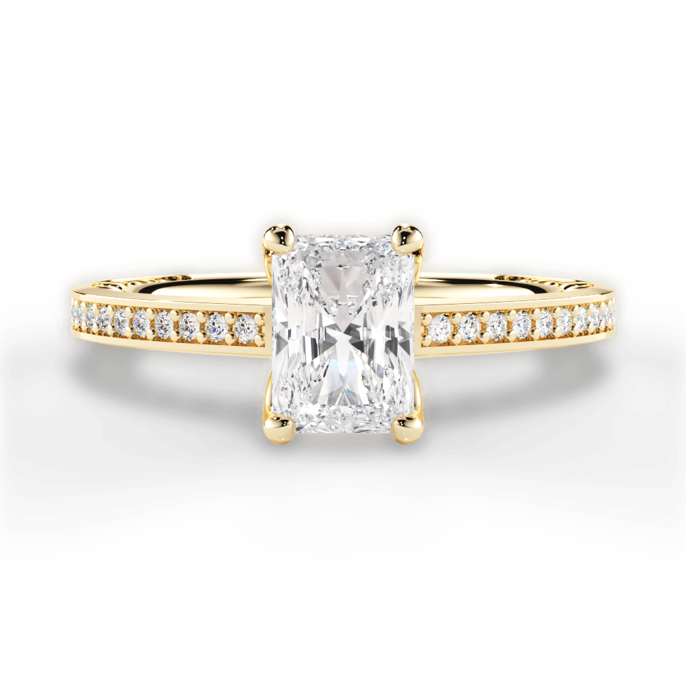 Donna Radiant Cut Lab Grown Diamond 18Kt Yellow Gold Engagement Ring