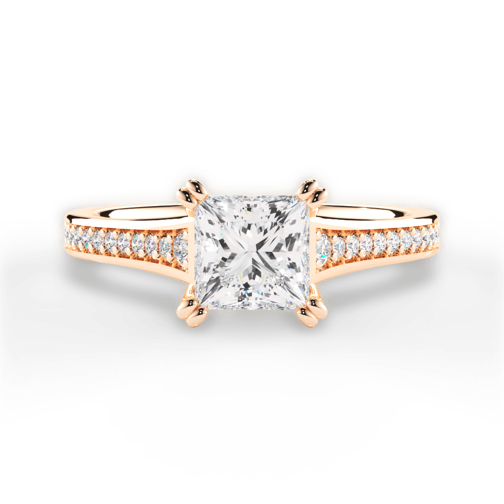 Delia Princess Cut Lab Grown Diamond 18Kt Rose Gold Engagement Ring
