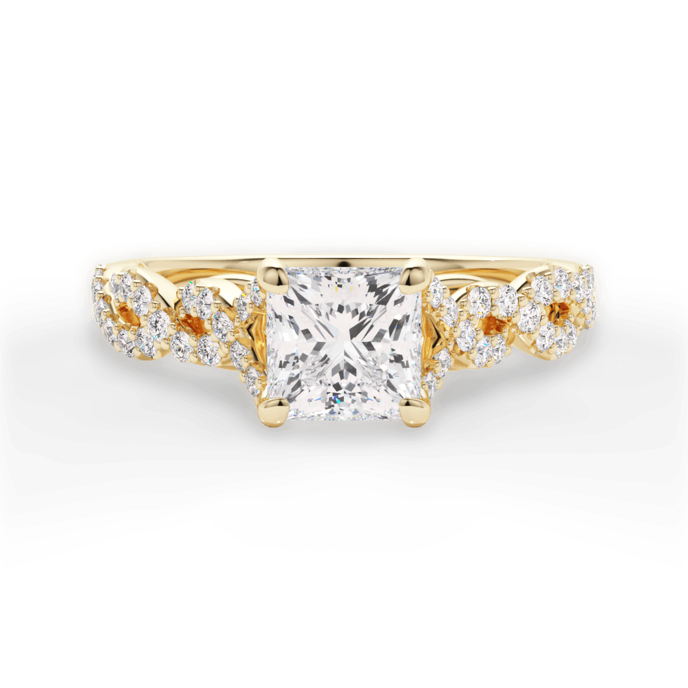 Justine Princess Cut Lab Grown Diamond 18Kt Yellow Gold Engagement Ring