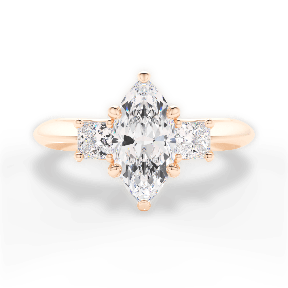 Dorothy Marquise Cut Lab Grown Diamond 18Kt Rose Gold Engagement Ring