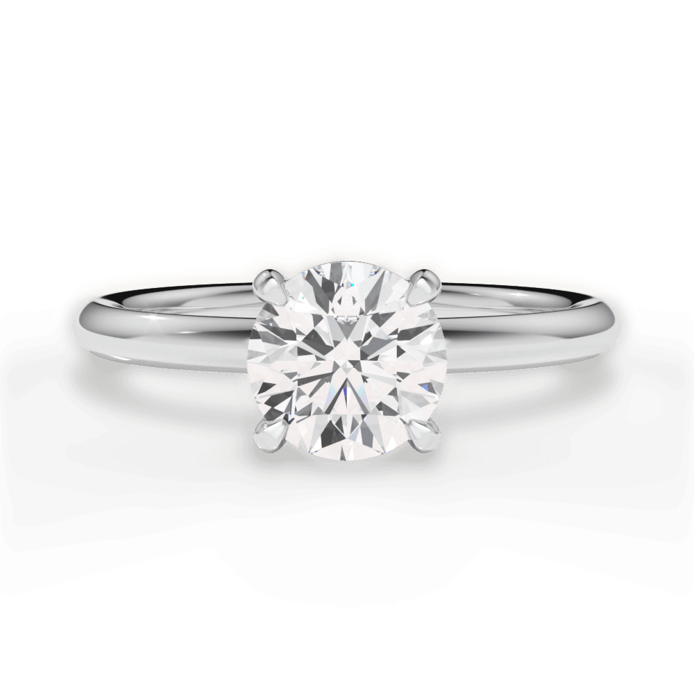 Brenda Round Cut Lab Grown Diamond 14Kt White Gold Engagement Ring
