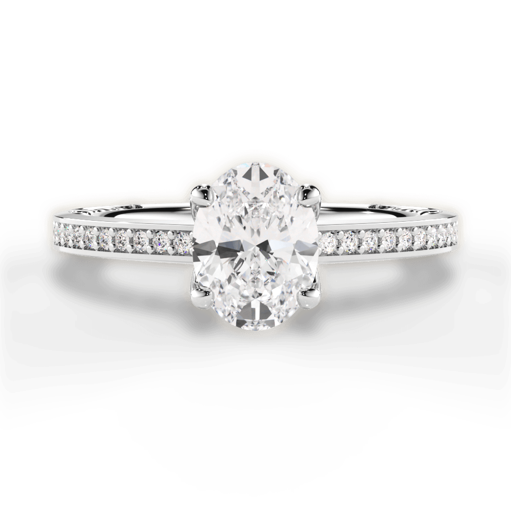 Donna Oval Cut Lab Grown Diamond 14Kt White Gold Engagement Ring