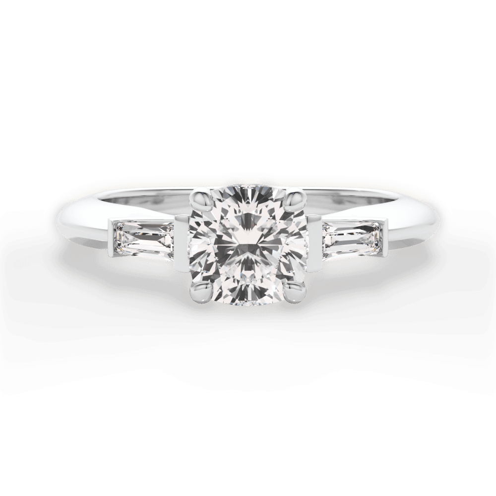 Emily Cushion Cut Lab Grown Diamond 14Kt White Gold Engagement Ring