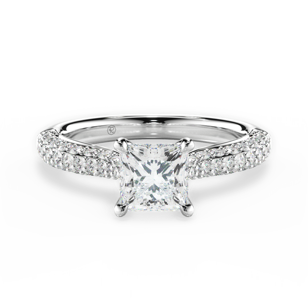 Kira Princess Cut Lab Grown Diamond 18Kt White Gold Engagement Ring