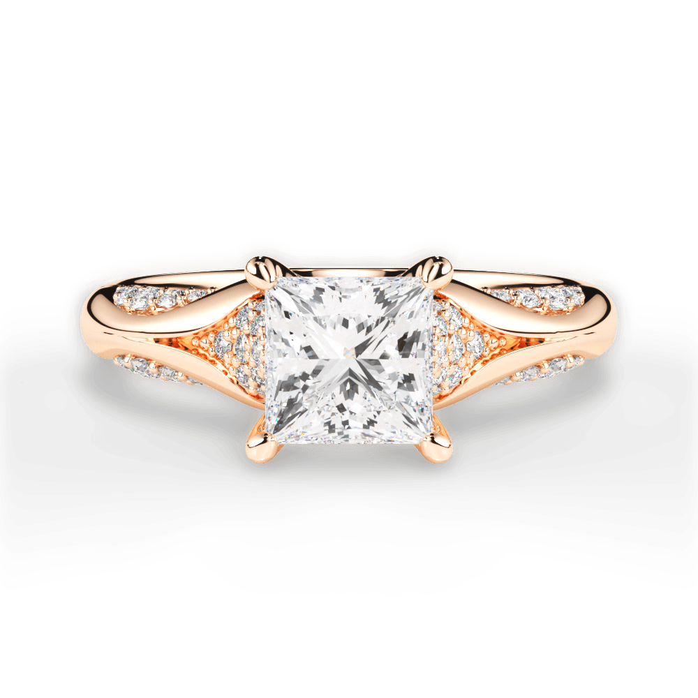 Isabel Princess Cut Lab Grown Diamond 18Kt Rose Gold Engagement Ring