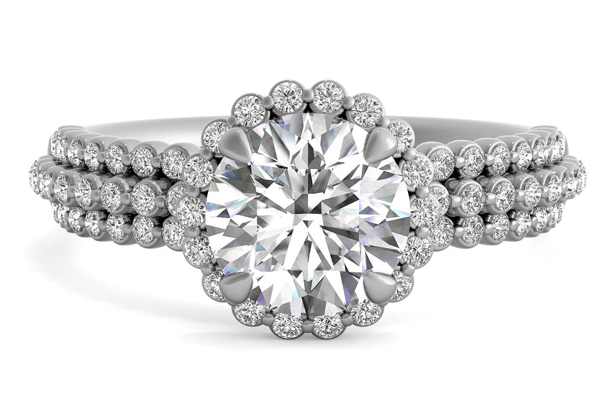 Jocelyn Round Cut Lab Grown Diamond Platinum Engagement Ring