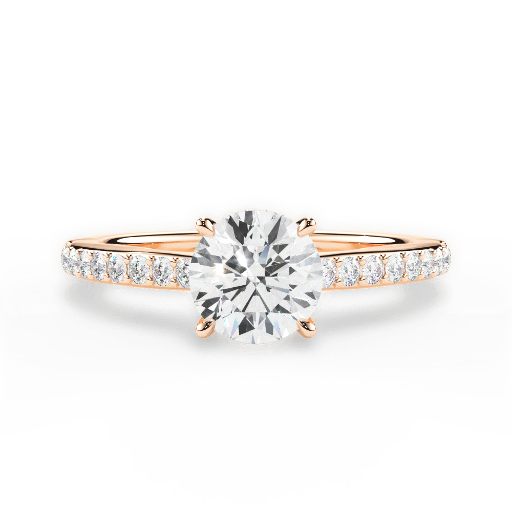 Joan Round Cut Lab Grown Diamond 18Kt Rose Gold Engagement Ring