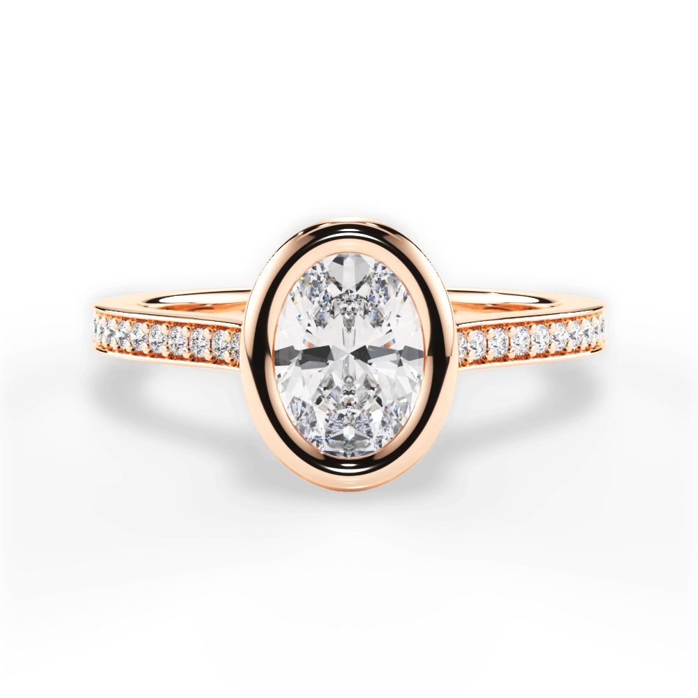 Deanna Oval Cut Lab Grown Diamond 18Kt Rose Gold Engagement Ring