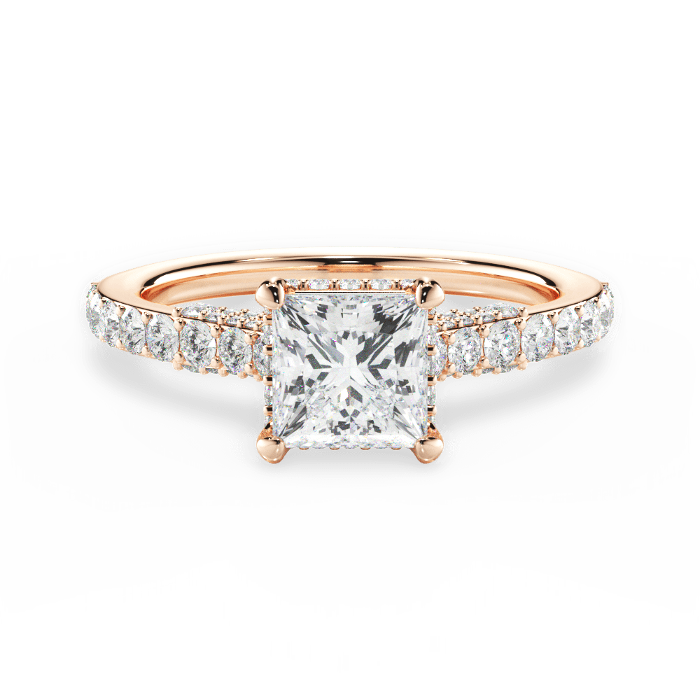 Laura Princess Cut Lab Grown Diamond 18Kt Rose Gold Engagement Ring