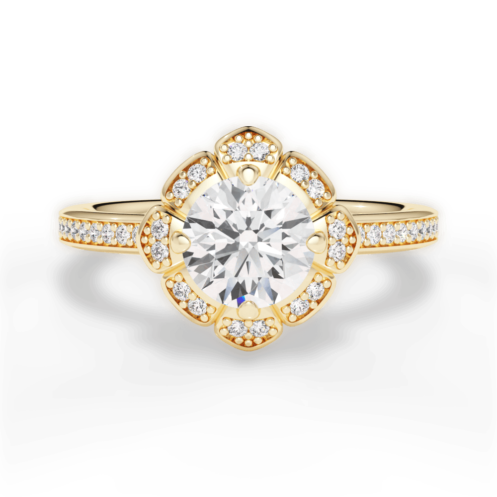 Hayley Round Cut Lab Grown Diamond 18Kt Yellow Gold Engagement Ring