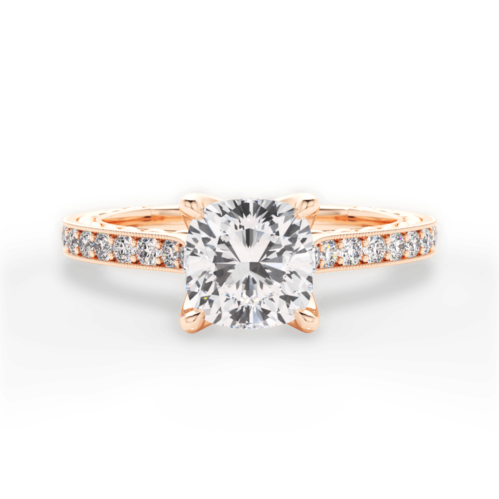 Gilda Cushion Cut Lab Grown Diamond 18Kt Rose Gold Engagement Ring