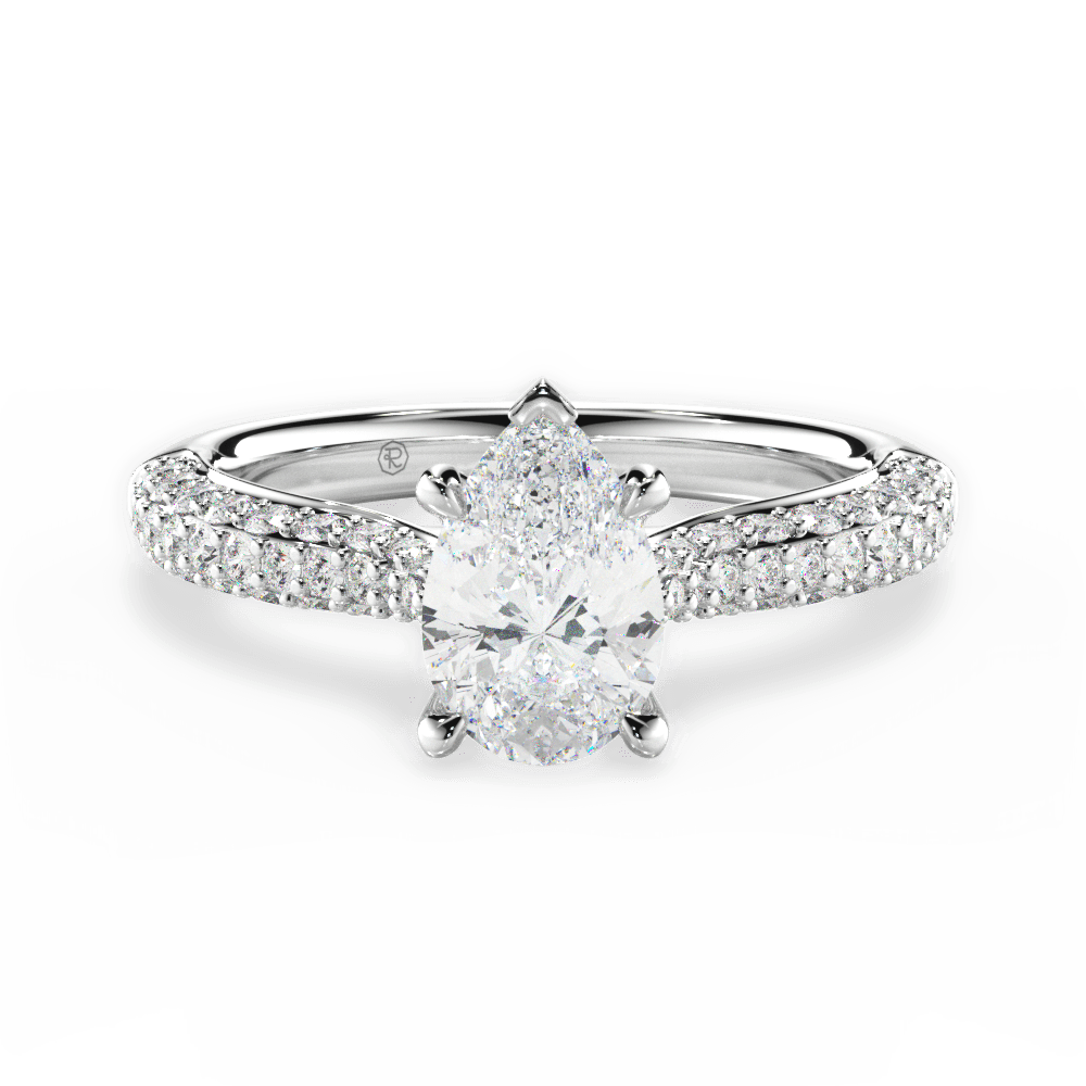 Kira Pear Cut Lab Grown Diamond 14Kt White Gold Engagement Ring