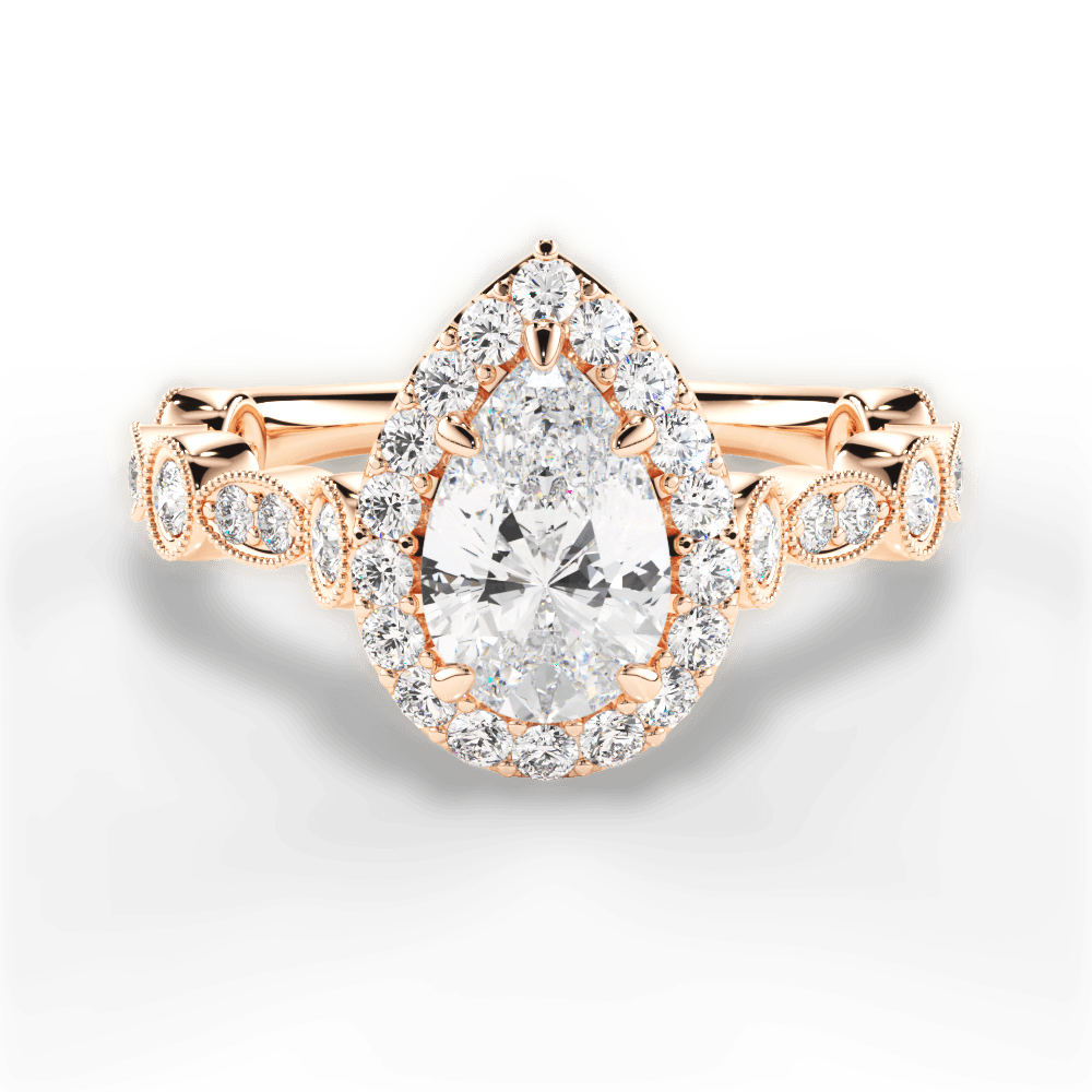 Irene Pear Cut Lab Grown Diamond 18Kt Rose Gold Engagement Ring