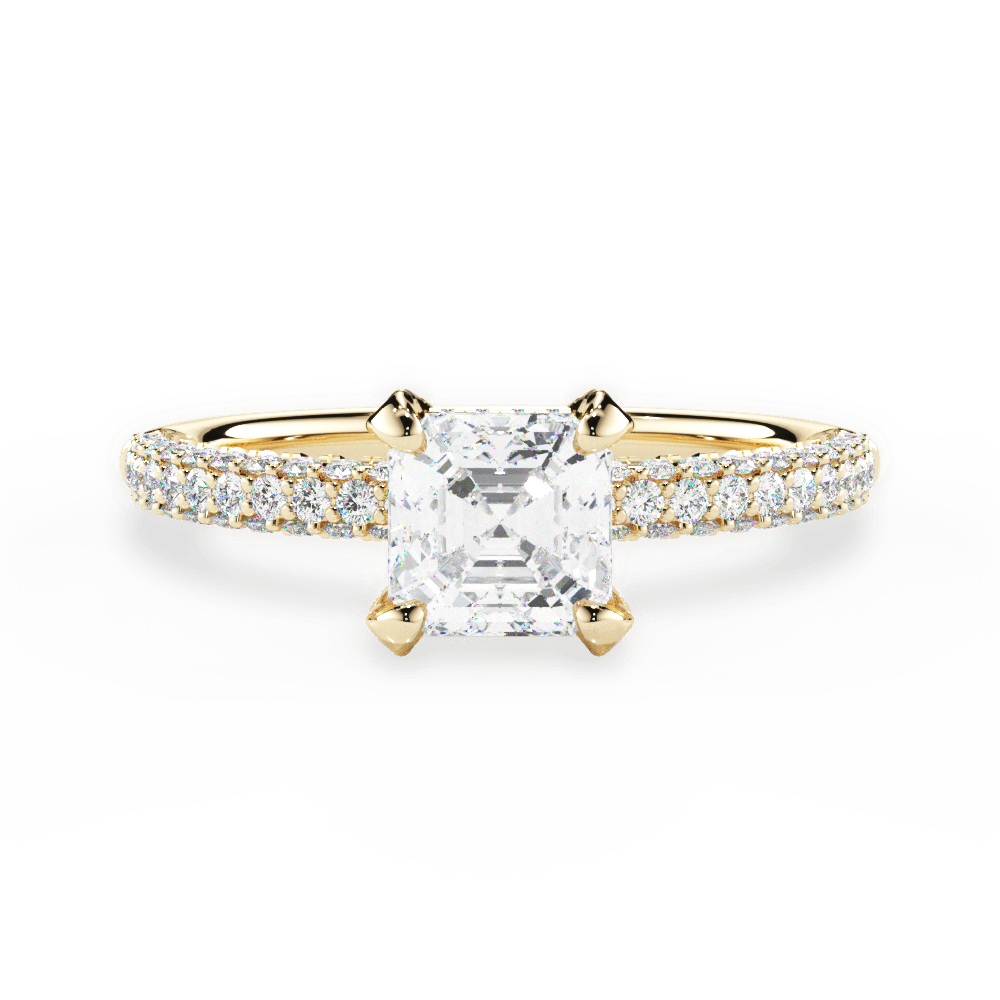 Lisa Asscher Cut Lab Grown Diamond 18Kt Yellow Gold Engagement Ring