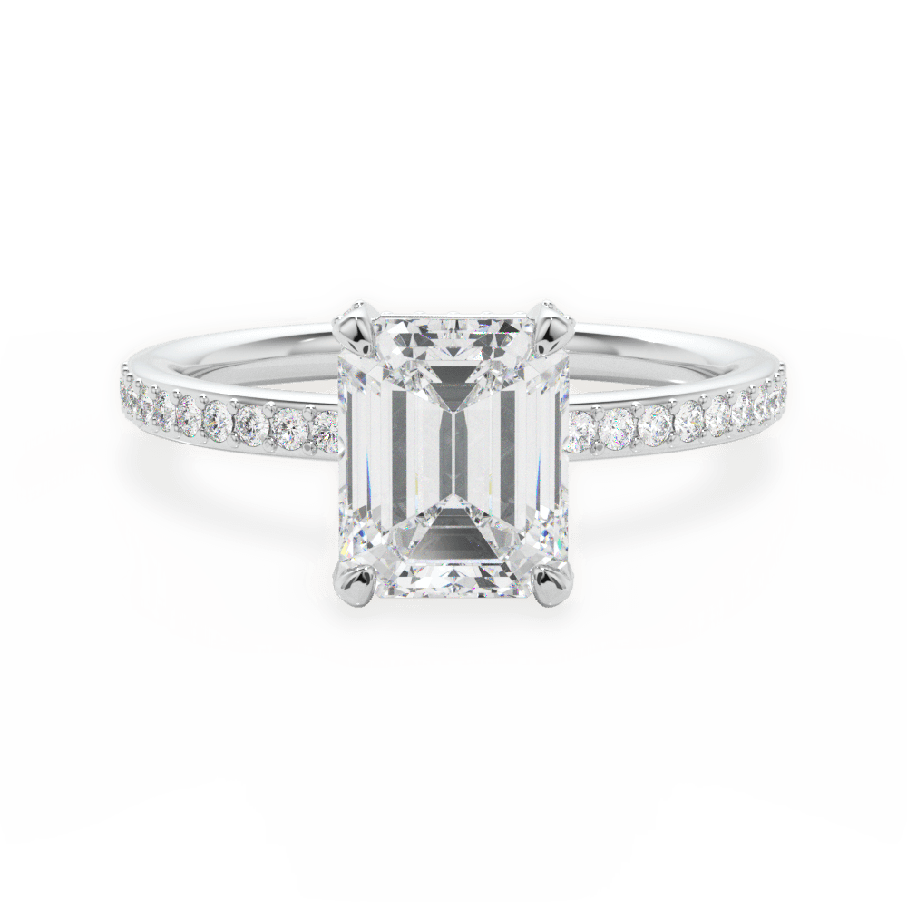 Janice Emerald Cut Lab Grown Diamond Platinum Engagement Ring