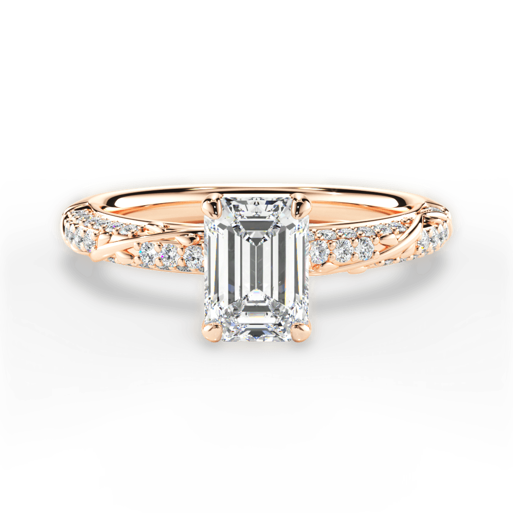 Gloria Emerald Cut Lab Grown Diamond 18Kt Rose Gold Engagement Ring