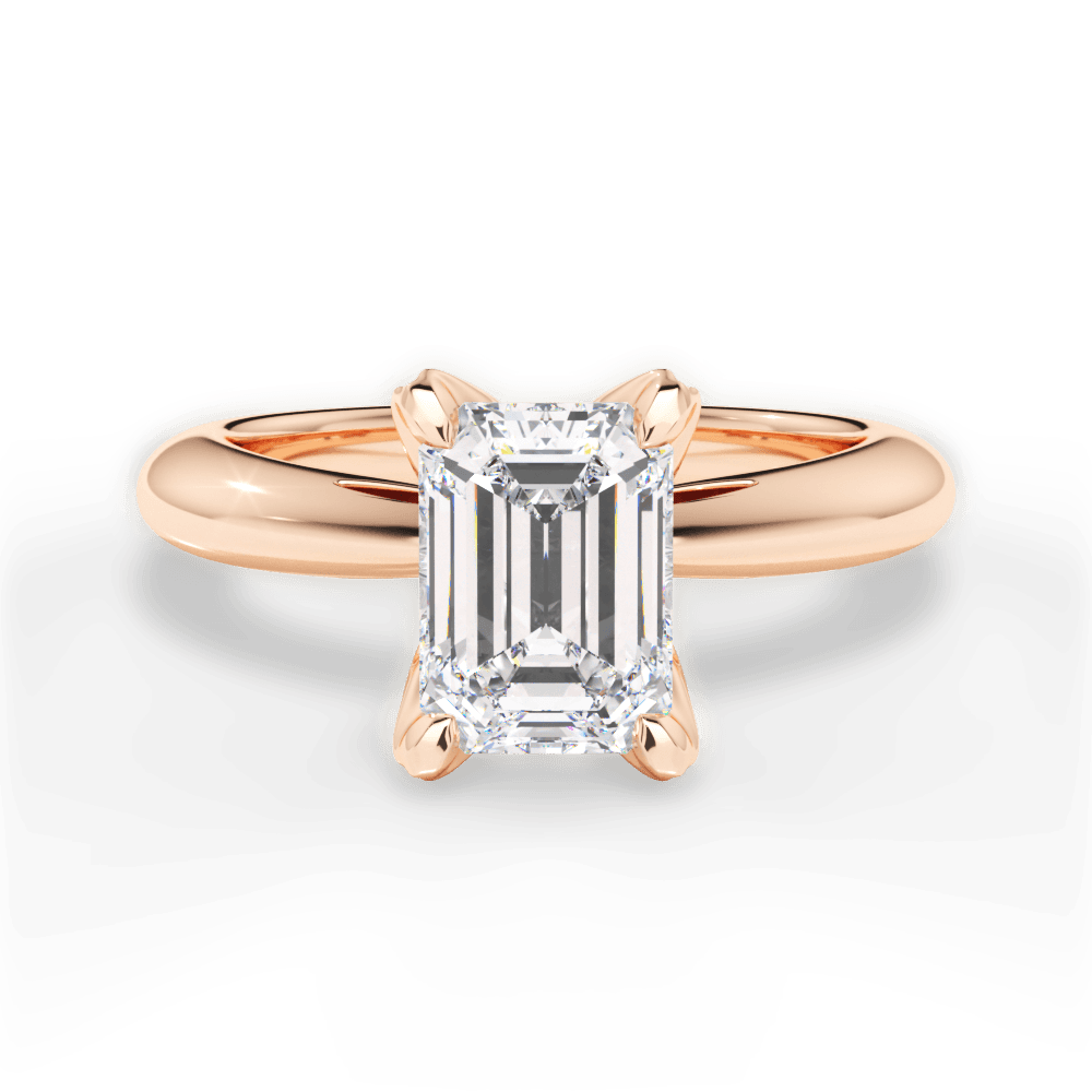 Elaine Emerald Cut Lab Grown Diamond 18Kt Rose Gold Engagement Ring