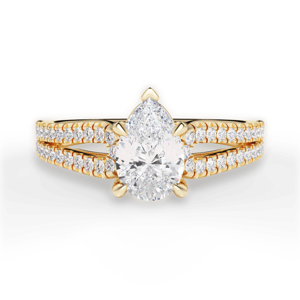 Jessica Pear Cut Lab Grown Diamond 18Kt Yellow Gold Engagement Ring