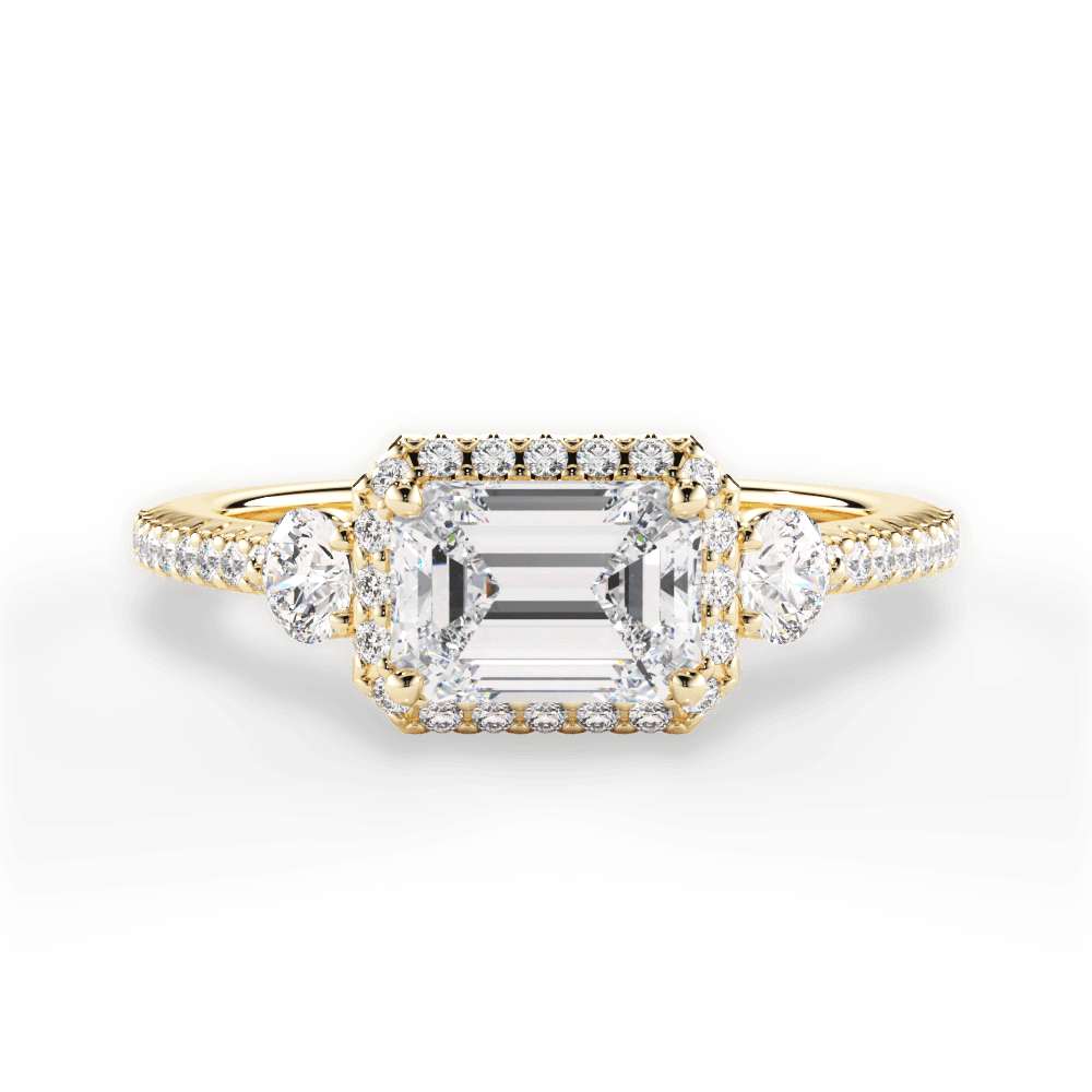 Kara Emerald Cut Lab Grown Diamond 18Kt Yellow Gold Engagement Ring
