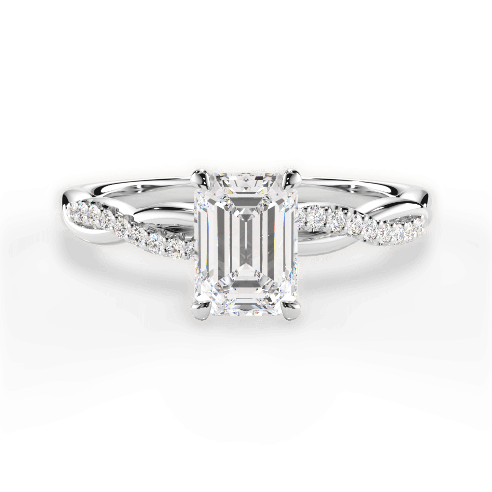 Charlotte Emerald Cut Lab Grown Diamond 14Kt White Gold Engagement Ring