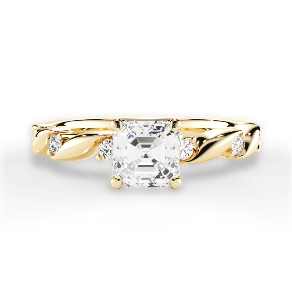 Emma Asscher Cut Lab Grown Diamond 18Kt Yellow Gold Engagement Ring