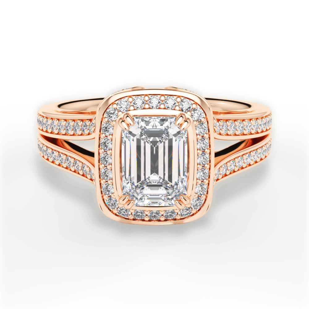 Mackenzie Emerald Cut Lab Grown Diamond 18Kt Rose Gold Engagement Ring