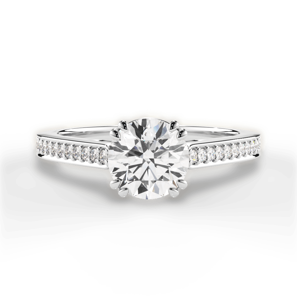 Denise Round Cut Lab Grown Diamond 14Kt White Gold Engagement Ring