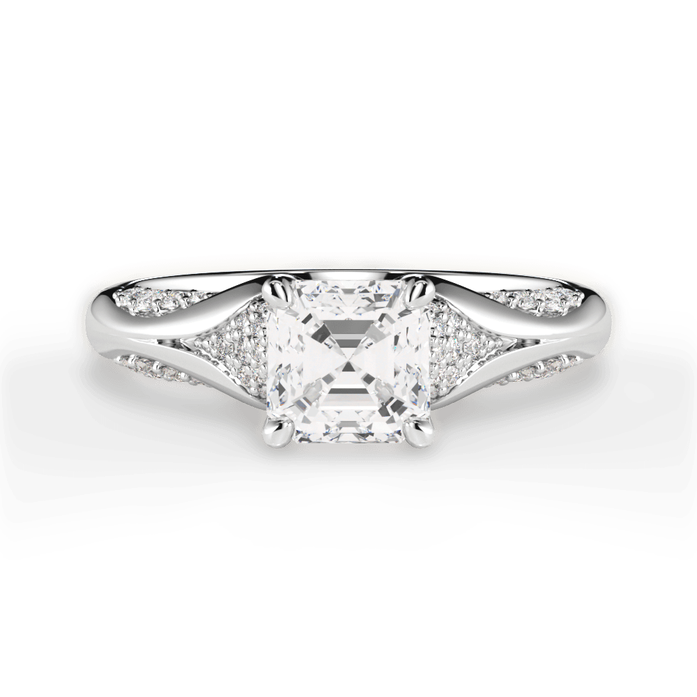 Isabel Asscher Cut Lab Grown Diamond 14Kt White Gold Engagement Ring