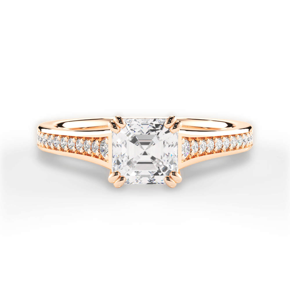 Delia Asscher Cut Lab Grown Diamond 18Kt Rose Gold Engagement Ring