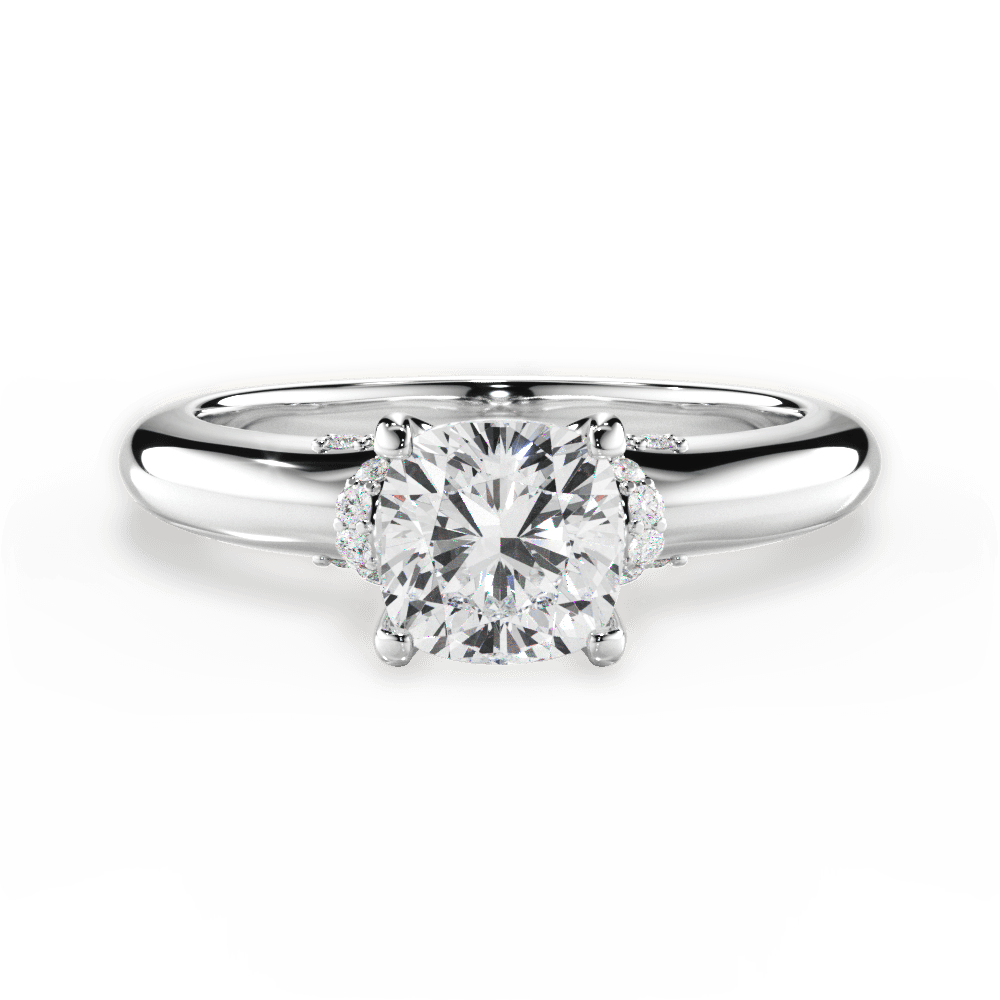 Florence Cushion Cut Lab Grown Diamond 14Kt White Gold Engagement Ring