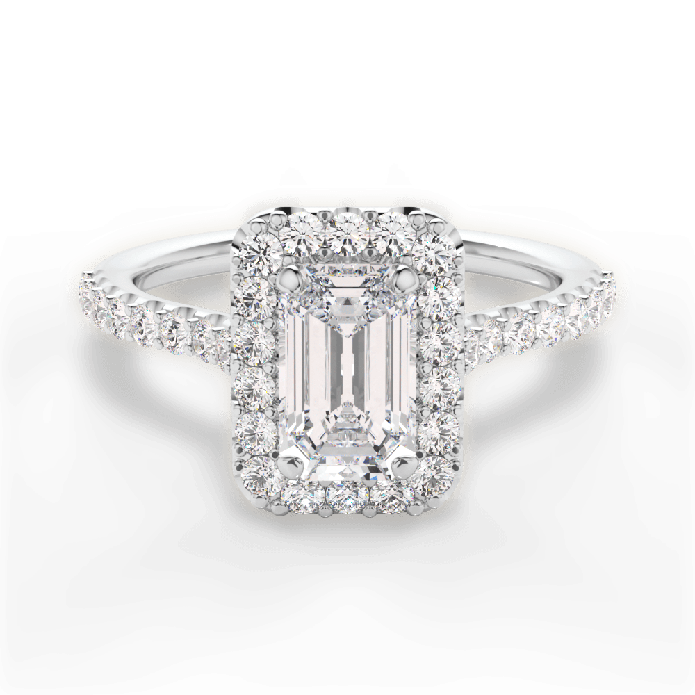 Ingrid Emerald Cut Lab Grown Diamond 14Kt White Gold Engagement Ring