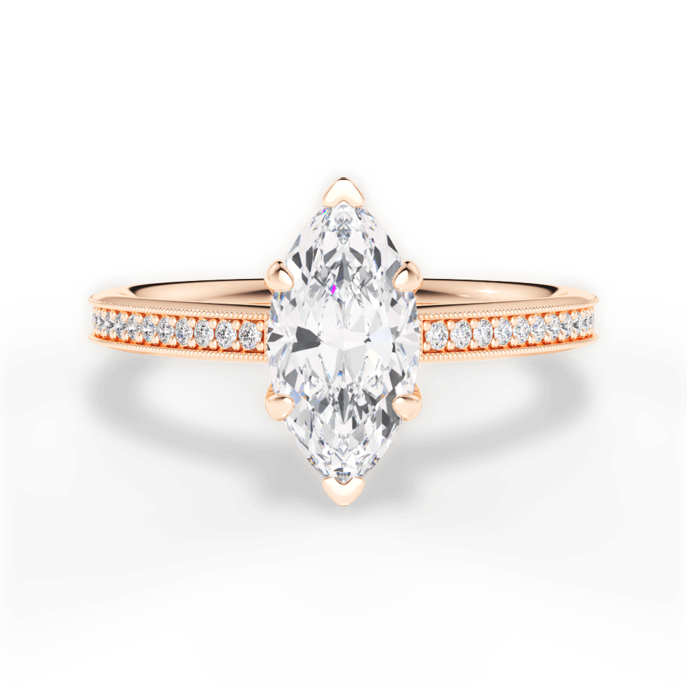 Janet Marquise Cut Lab Grown Diamond 18Kt Rose Gold Engagement Ring