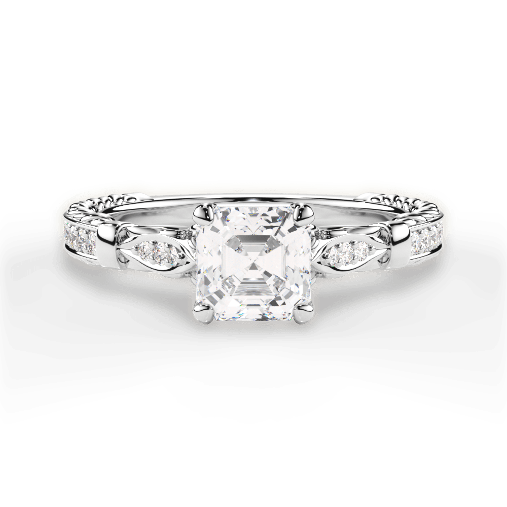 Gabriela Asscher Cut Lab Grown Diamond 14Kt White Gold Engagement Ring