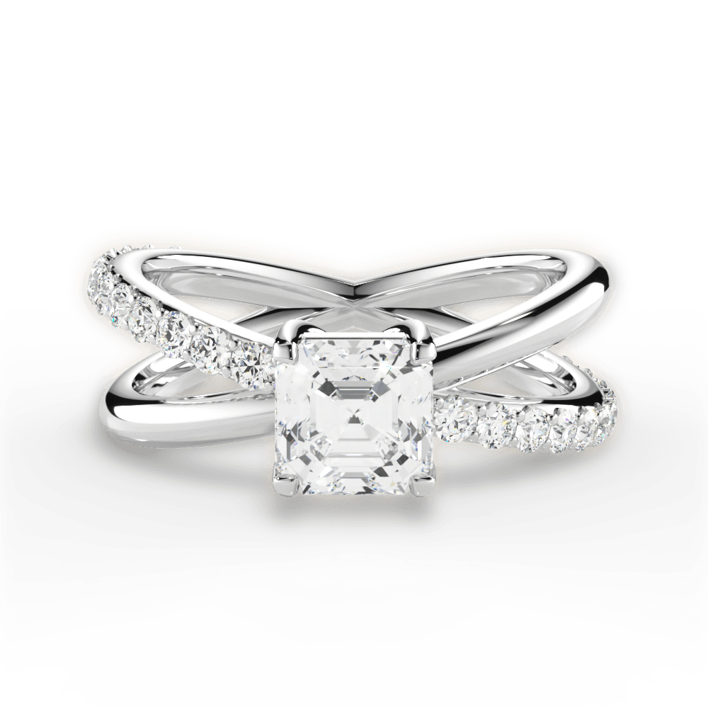 Jennifer Asscher Cut Lab Grown Diamond 18Kt White Gold Engagement Ring