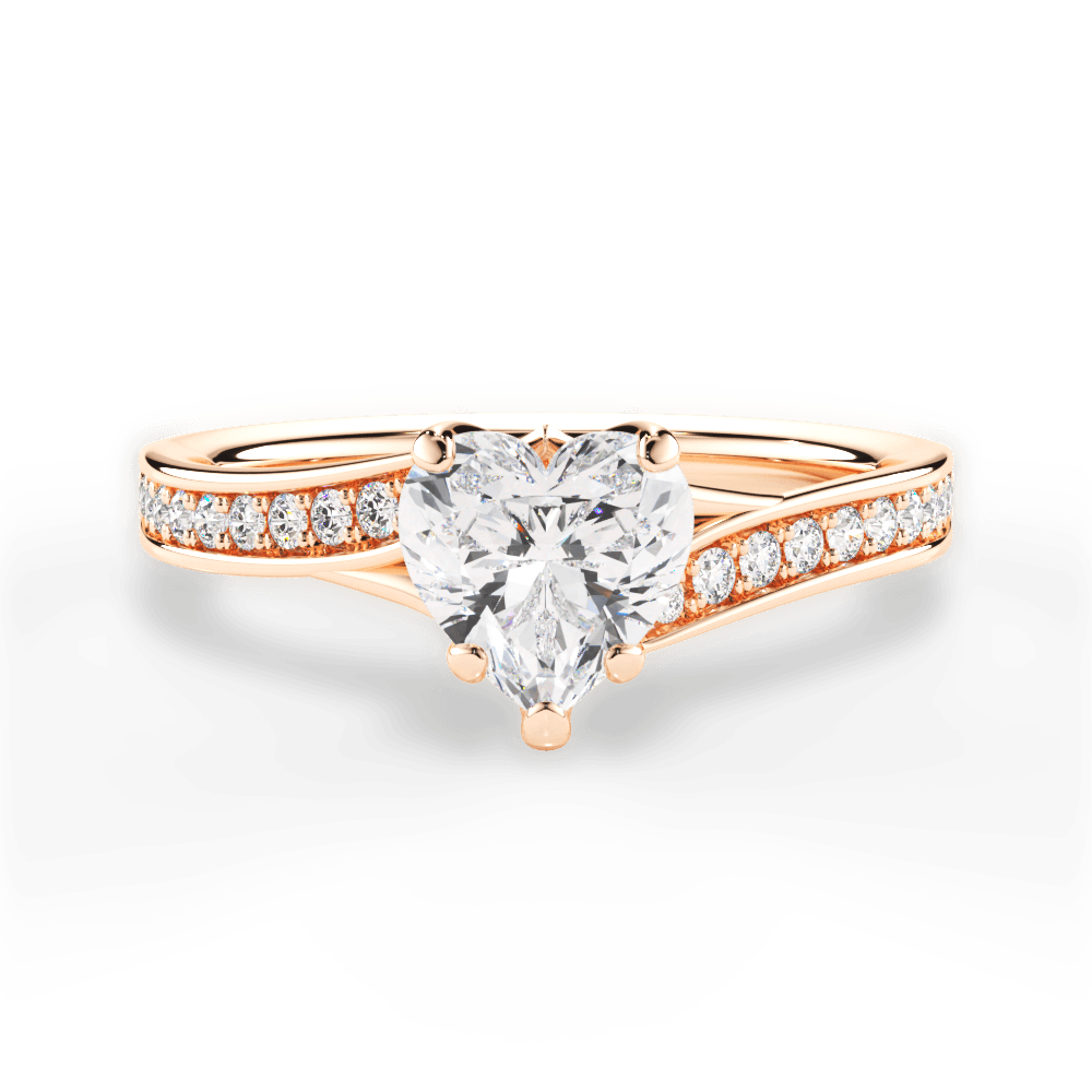 Elise Heart Cut Lab Grown Diamond 18Kt Rose Gold Engagement Ring
