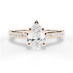 Frances Pear Cut Lab Grown Diamond 18Kt Rose Gold Engagement Ring