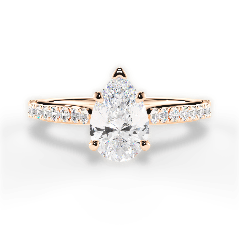 Frances Pear Cut Lab Grown Diamond 18Kt Rose Gold Engagement Ring