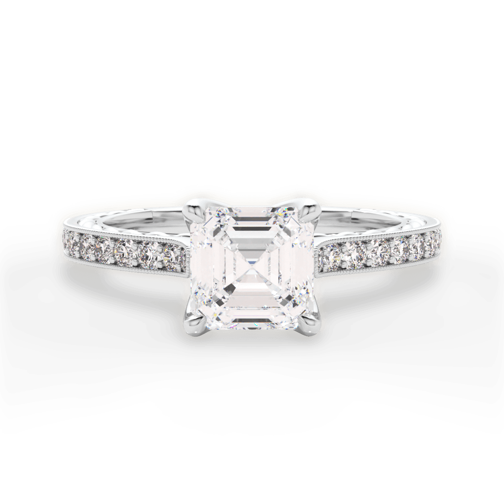 Gilda Asscher Cut Lab Grown Diamond 14Kt White Gold Engagement Ring